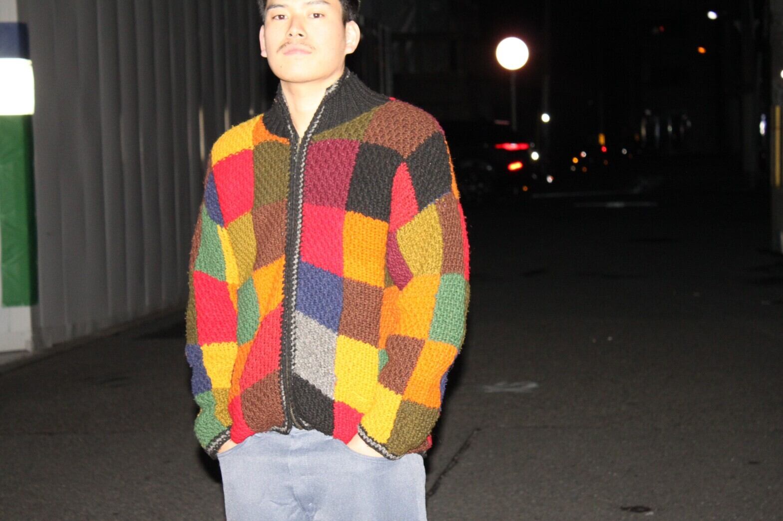 80s HAND KNIT Knit Blouson