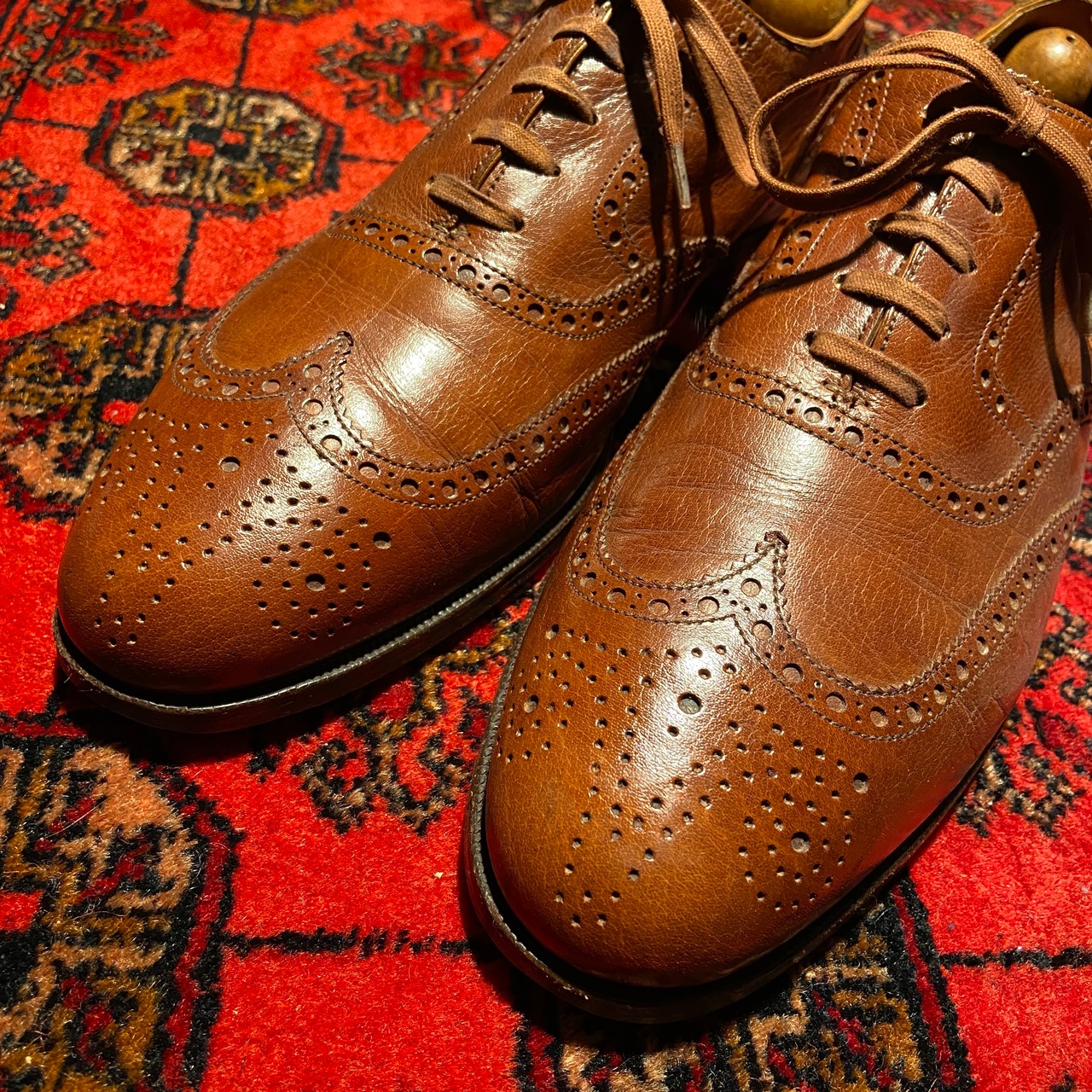 イングランド製 CROCKET & JONES ウイングチップ レザーシューズ  