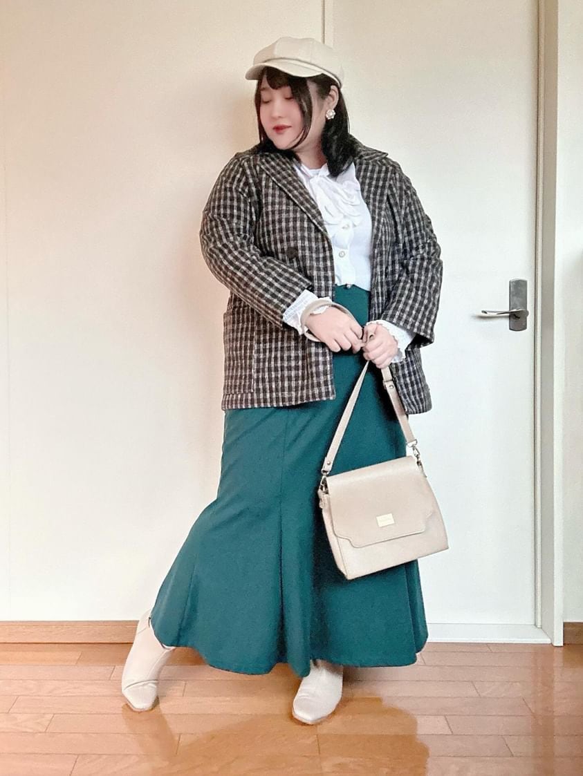 かすれチェック柄ショートコート ラグランスリーブ マニッシュ 大きいサイズ 韓国 CH6921