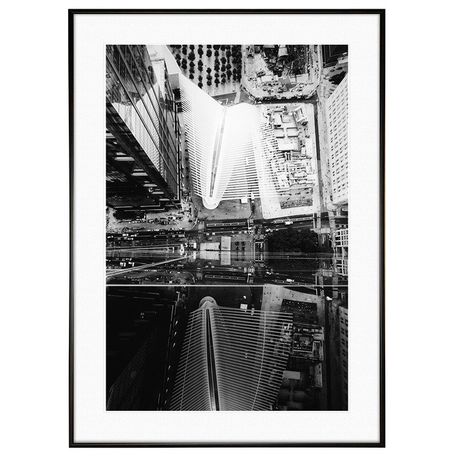 アメリカ写真 ニューヨーク 上空からの高層ビル インテリア モノクロアートポスター額装 AS3312