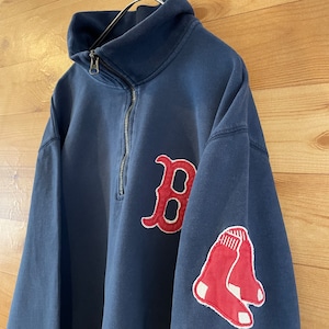 【47BRAND】MLB レッドソックス REDSOX ハーフジップ スウェット プルオーバー 刺繍ロゴ XL ビッグサイズ US古着