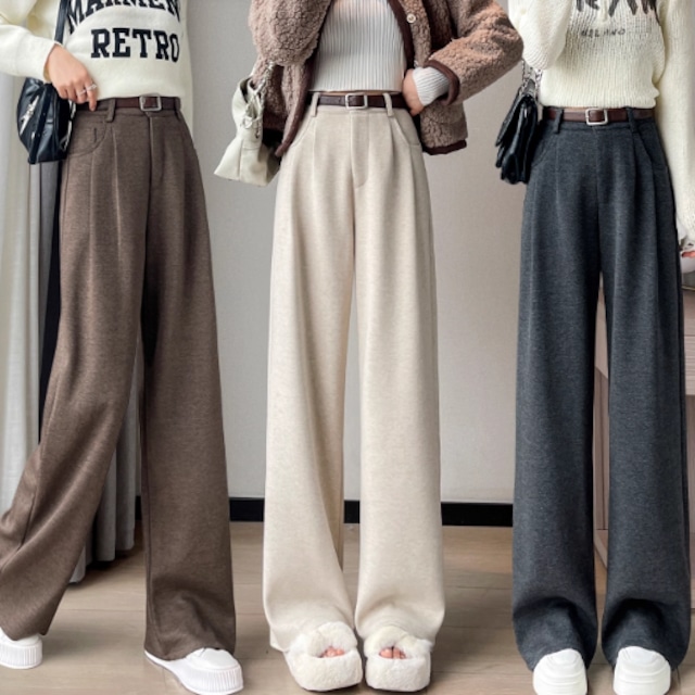 【送料無料】 ワイドパンツ 3色 裏起毛 フレア Aライン ロング ポケット ファスナー 厚手生地 ふわふわ 防寒 あったか 暖かい シンプル カジュアル おしゃれ ラフ コンサバ 着痩せ ヘルシー 無地 冬 30代 40代 レディース 女性用 デート お出かけ 女子会 お呼ばれ 休日 お茶会 授業参観 着回し 普段使い ファッション コーデ スタイル 楽ちん 体型カバー オーバーシルエット 垢抜け 動きやすい