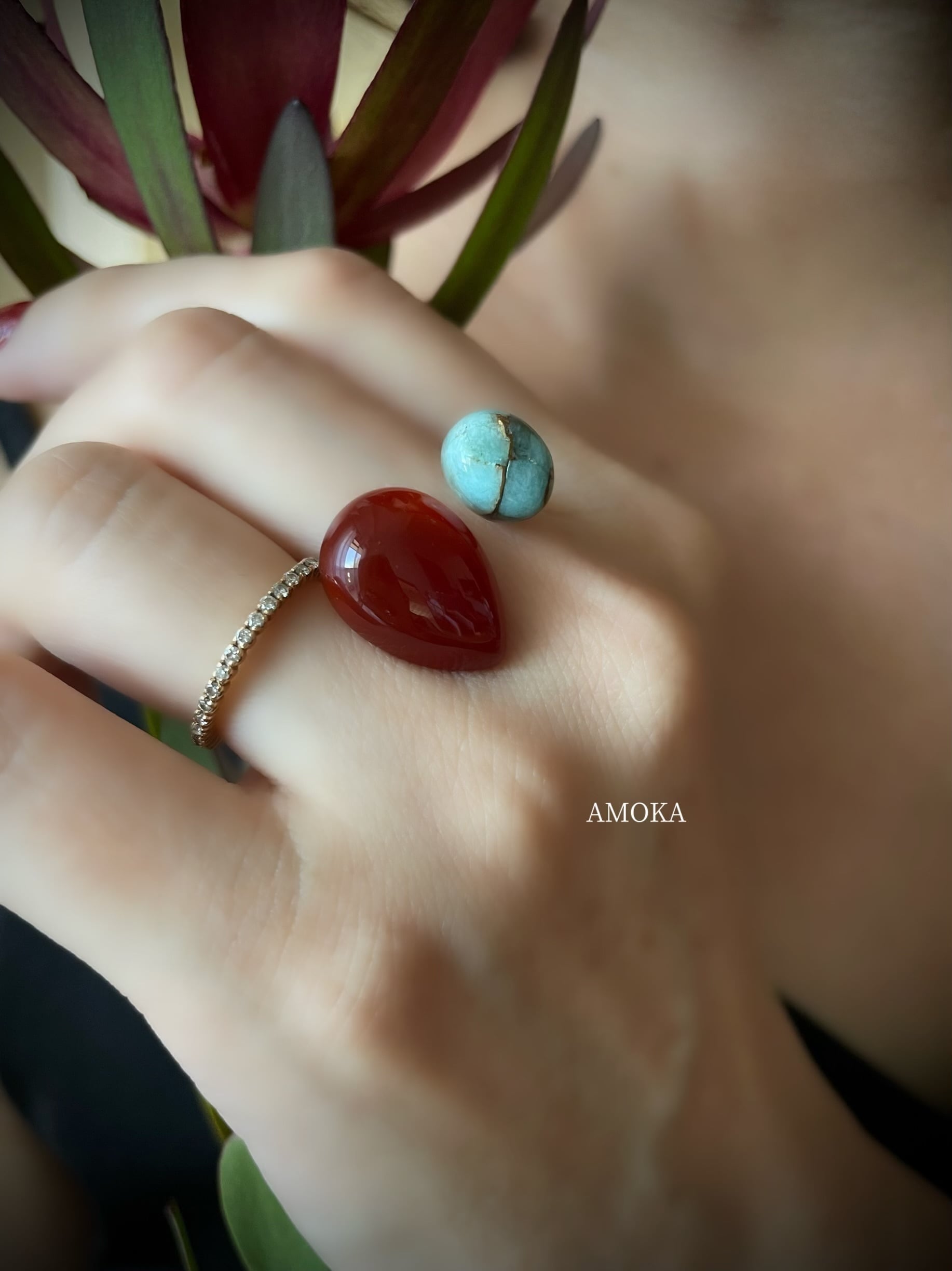 可憐な個性を楽しむ】レッドアゲート×コッパーアマゾナイトの 可憐な個性を楽しむ】レッドアゲート×コッパーアマゾナイトの