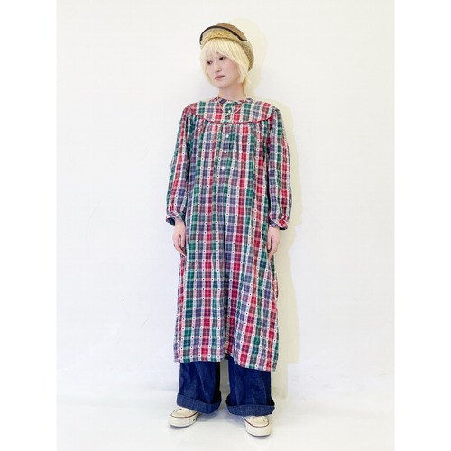 Vintage L.L. BEAN Plaid Night Dress Made In Hungary