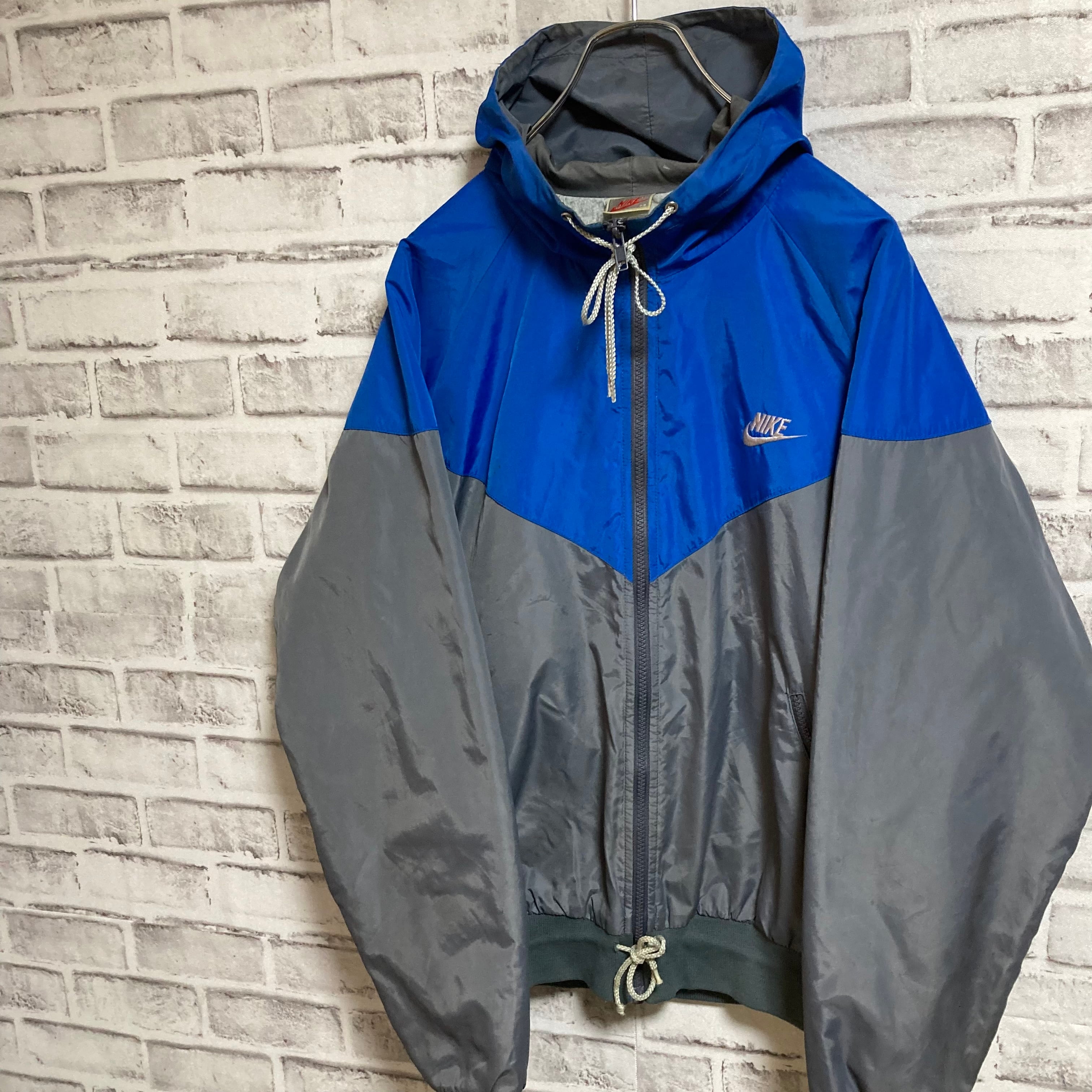 NIKE】90s Nylon Hoodie L相当 USA規格 ナイキ 銀タグ 切替 ナイロン