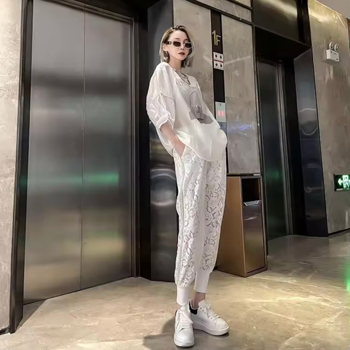 lace lady work pants