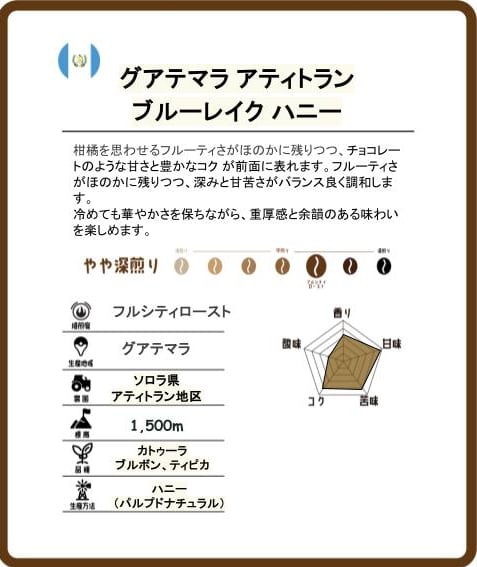 5,000円以上で送料無料】グアテマラ アティトラン ブルーレイク ハニー
