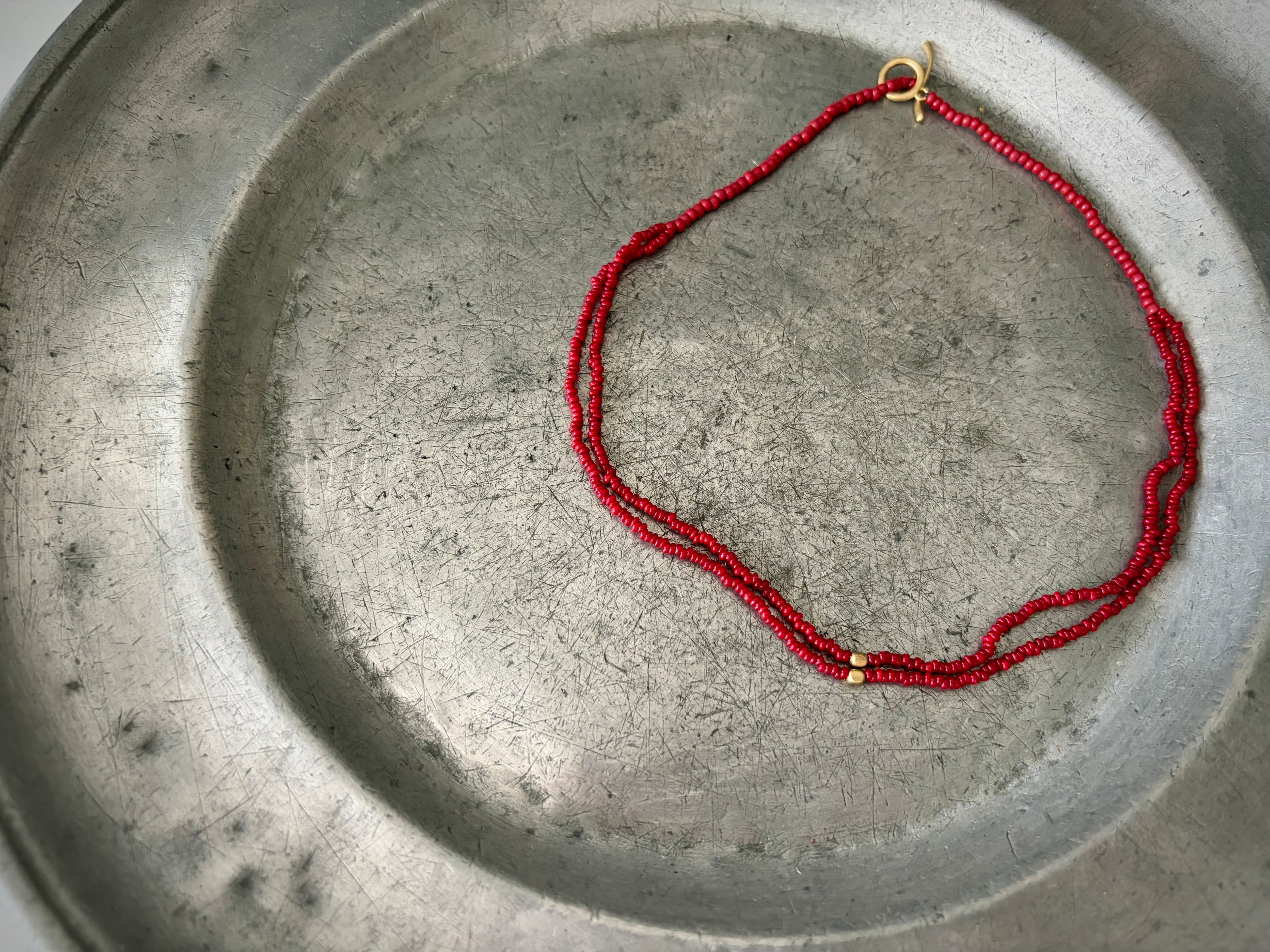 ネックレス#twin gold red