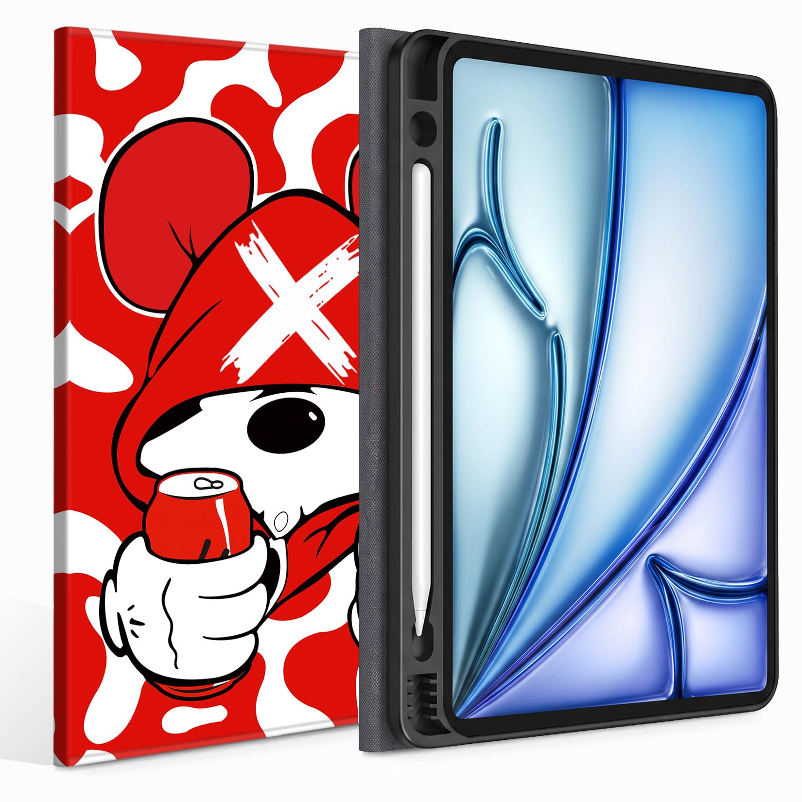 iPad Pro 11インチ ケース 2022/2021/2020 第4世代/第3世代/第2世代 対応 Apple Pencil ペンシル 収納 衝撃吸収 カバー 通用 手帳型 薄型 軽量 傷防止 耐衝撃カバー オートスリープ/ウェイク機能 角度調節 折りスタンド おしゃれ かわいい iPad Pro 11インチ ケース(DK-red)