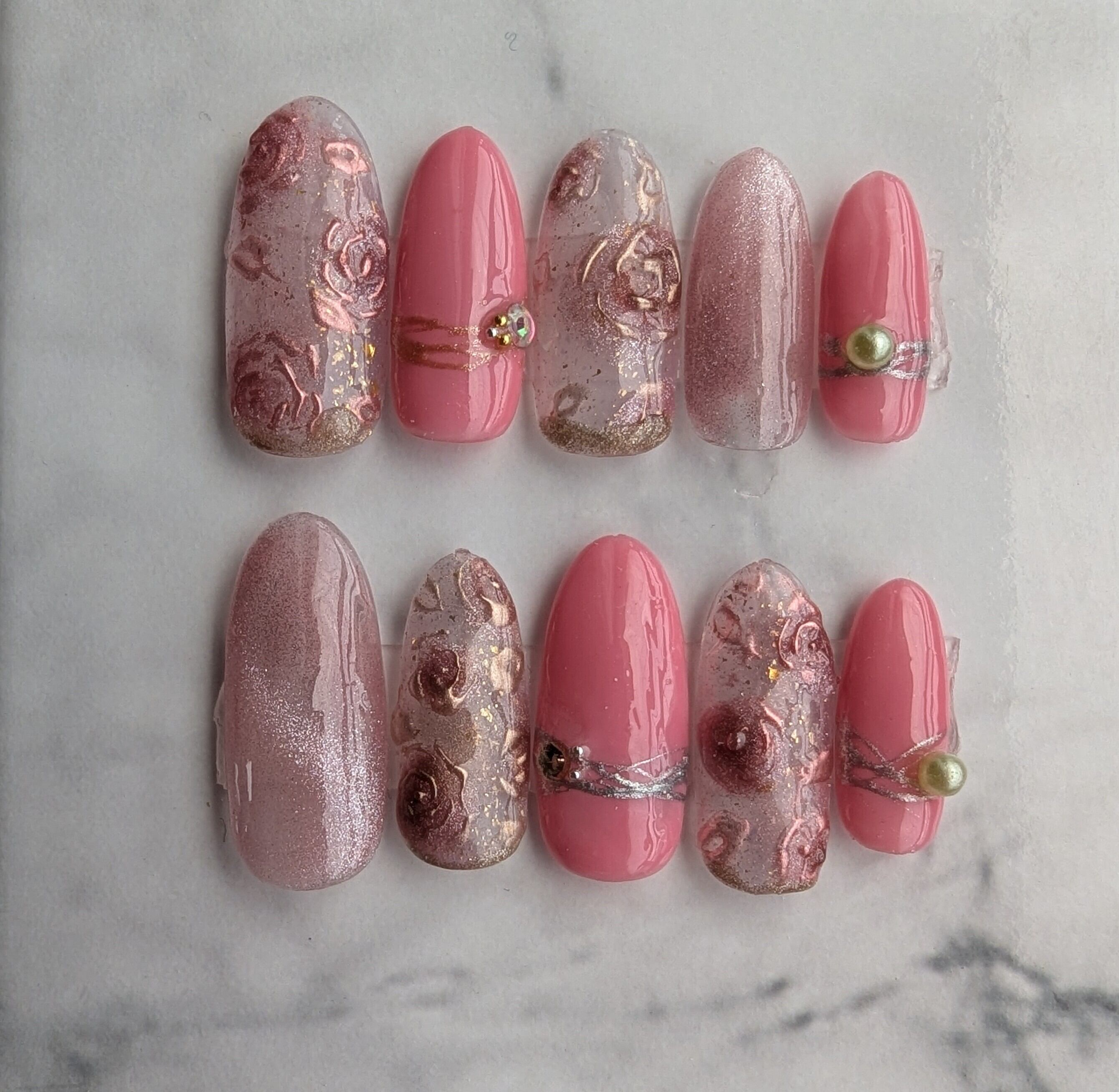 オーダーネイルチップNo.76 レオパード柄 大人可愛い マグネットベース