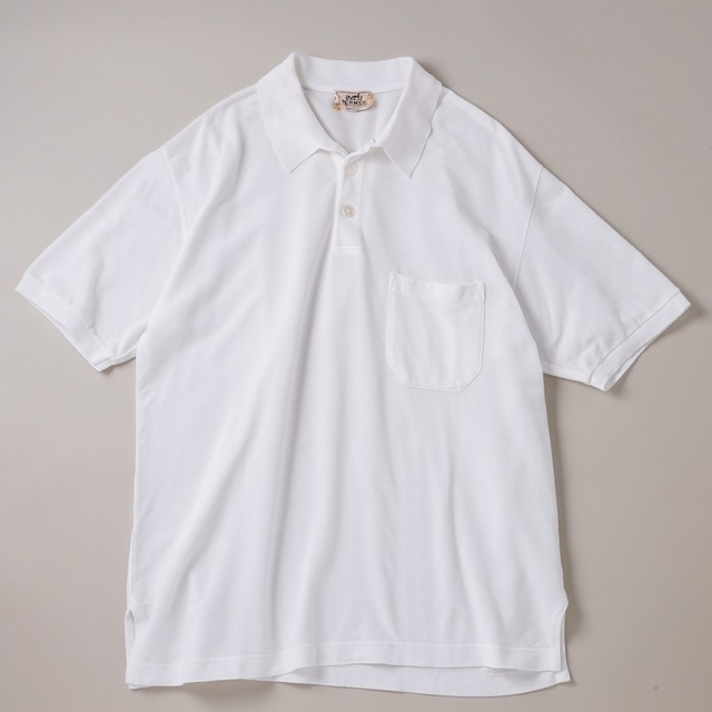 【定価9万】HERMES special polo shirt made in Italy mint condition ／ ヴィンテージ エルメス スペシャル ポロシャツ ホワイト 半袖 イタリア製 サイズL ミントコンディション