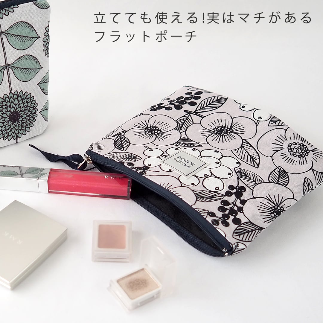 60020019 マチあり フラット ポーチ （日本製/バッグ/花柄/ドット  