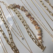 ［全2色］シェル × チェーン　マンテルネックレス［GSN022］