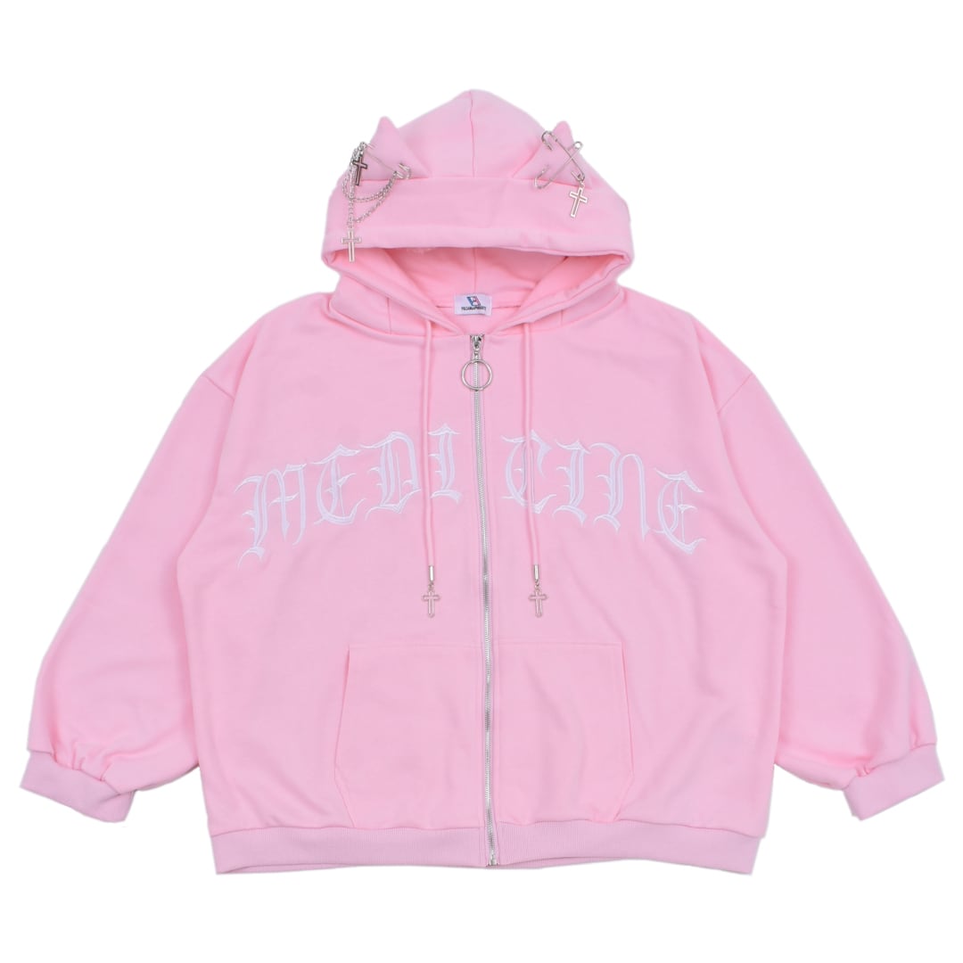 4/4 完売サイズ再入荷!】ネコ耳ロゴZIPパーカー(LIGHT PINK 4/4 完売サイズ再入荷!】ネコ耳ロゴZIPパーカー(LIGHT PINK