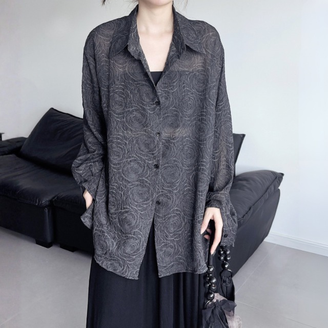 Rose sheer oversized shirt C1511