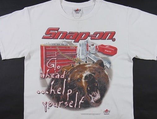 カラーブラック90s スナップオン　tシャツ