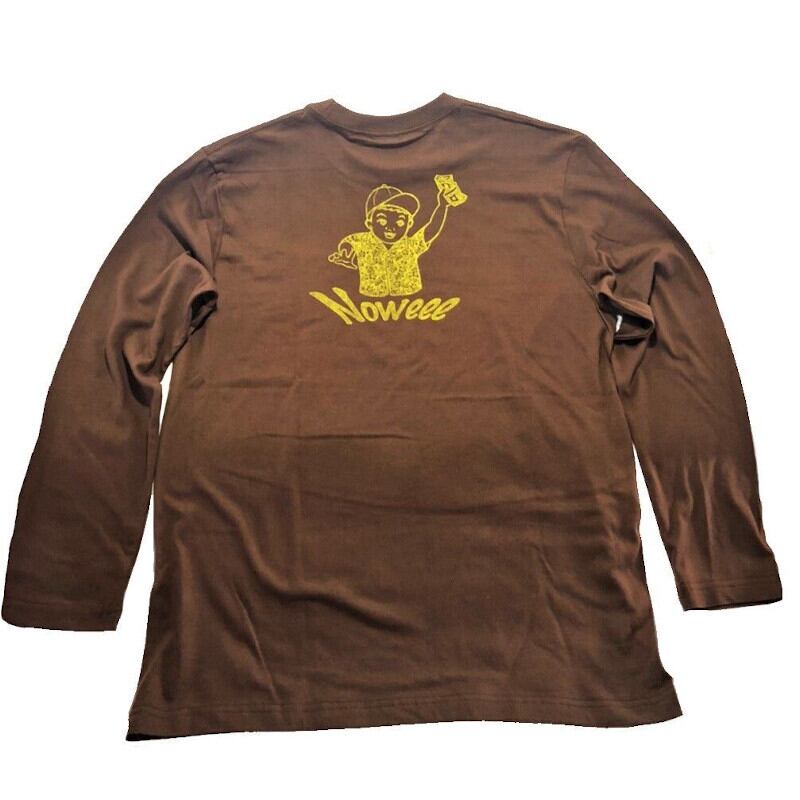 ロングＴシャツ バックプリント ブラウン メンズ