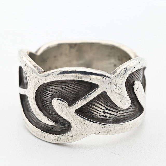 Two Tone Swirl Design Wide Ring #20.5 / Mexico