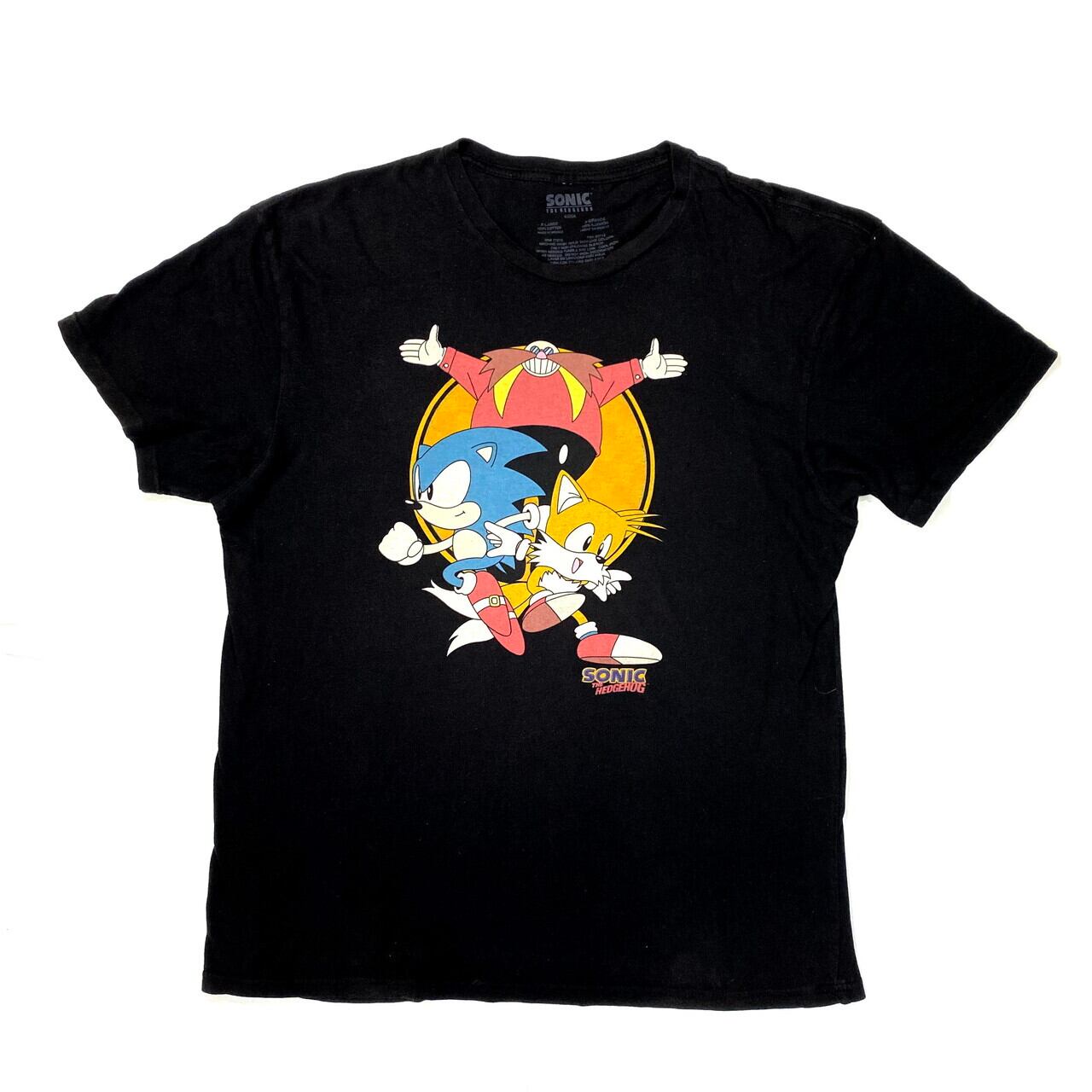 SEGA SONIC ソニック・ザ・ヘッジホッグ キャラクタープリントTシャツ メンズXL　レディース 古着 ブラック  黒色【Tシャツ】【SA2107】 | cave 古着屋【公式】古着通販サイト