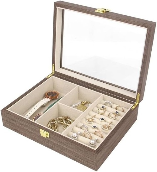 ジュエリー収納ケース 木箱 メガネ収納 ケース 腕時計収納ケース 1-2本 ウォッチケース コレクションケース 収納 宝石箱 指輪 ネックレス メガネ 収納