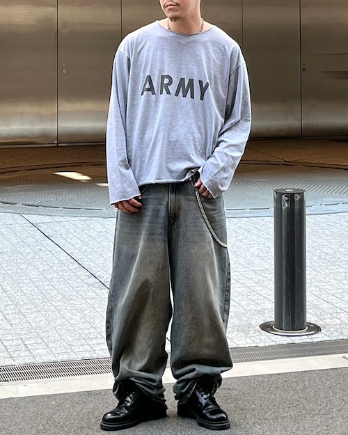 00s US ARMY L/S Cut-off Training Tee USA製