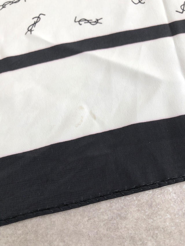 Yves Saint Laurent イヴ・サンローラン スカーフ ブラック ホワイト YSL SILK100% vintage ヴィンテージ オールド ex6c7b