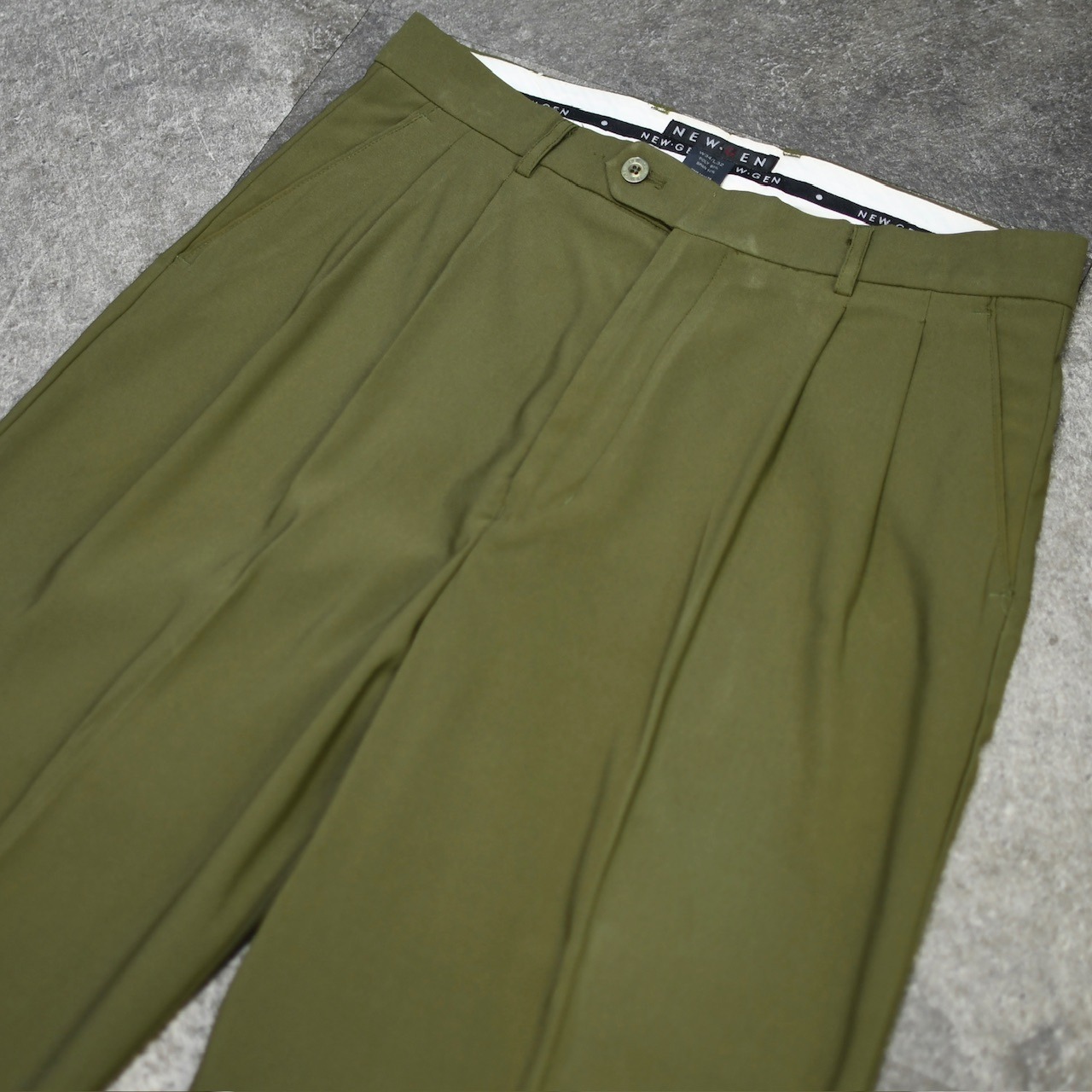 NEW・GEN  drape silhouette wide 2tuck slacks khaki
