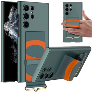 【在庫処分】適応Galaxy S24 Ultra ケース レザーリストバンド 男女兼用 人気 純正 頑丈 極薄型 軽量 PC 耐衝撃 カメラ保護 指紋防止 衝撃防止 精密にアクセス Qi充電 ギャラクシー S24 ウルトラ 5G 保護ケース（グリーン）