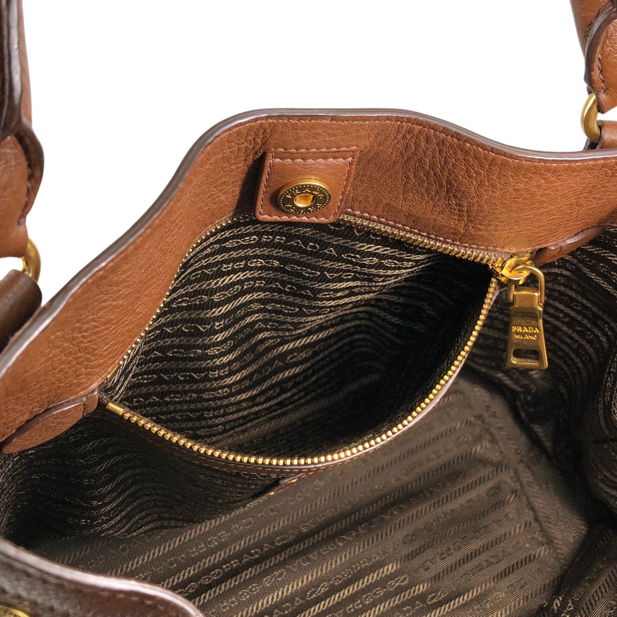 PRADA プラダ ショルダーバッグ ブラウン ロゴ レザー 2WAY vintage