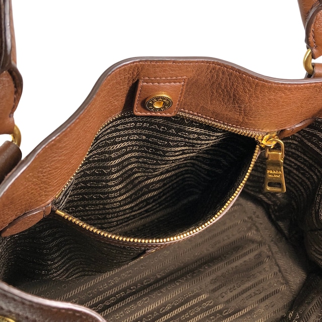 PRADA プラダ ショルダーバッグ ブラウン ロゴ レザー 2WAY vintage ヴィンテージ オールド avpisn