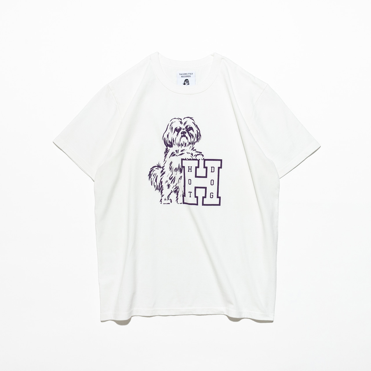 TACOMA FUJI RECORDS HOT DOG VNTG LOGO Tee designed by Hiroshi Iguchi WHITE