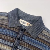 イタリア製 羊毛混 MISSONI SPORT ミッソーニスポーツ ボーダー 長袖 ポロニット 46/マルチ メンズ