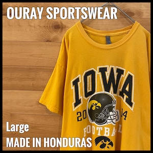 【OURAY】カレッジ アイオワ大学 Tシャツ IOWA ビッグロゴ アーチロゴ アメフト Lサイズ US古着 アメリカ古着