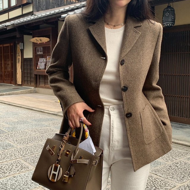 Suit collar elegant slim fit retro jacket ( 2color )