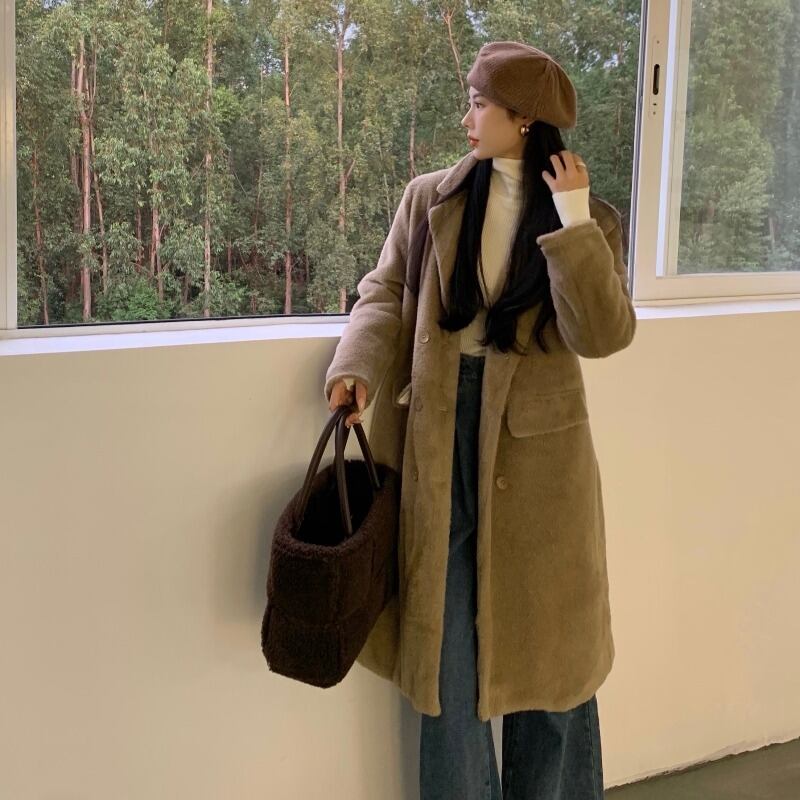 コート ウィンタースタイルスタンダードダブルブレストトップス ロング レトロ 冬物 1号婦人55940900925