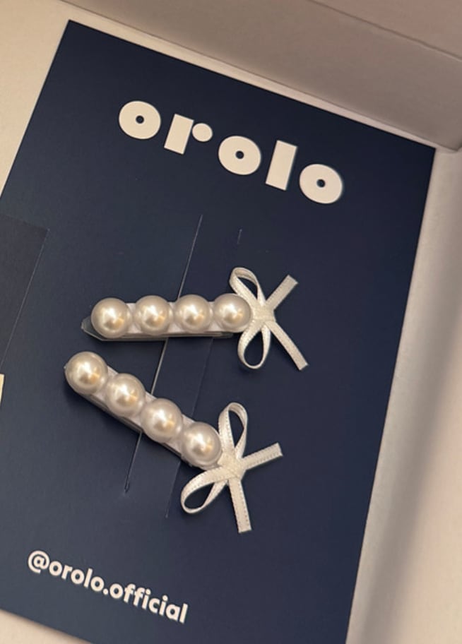 即納【orolo】Perl ribbon Hair pin ※単品購入不可