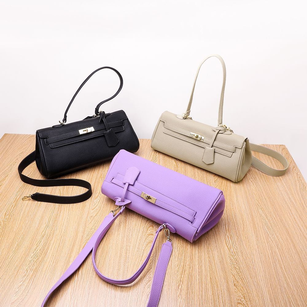 バーキンタイプ 幅広いショルダー ハンドバッグ コンパクトサイズ 3way