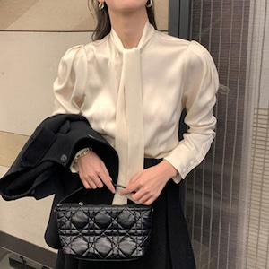 ボウタイ サテン ブラウス 3412565