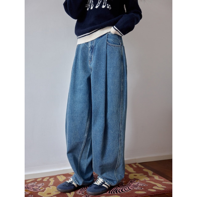 denim wide leg pants