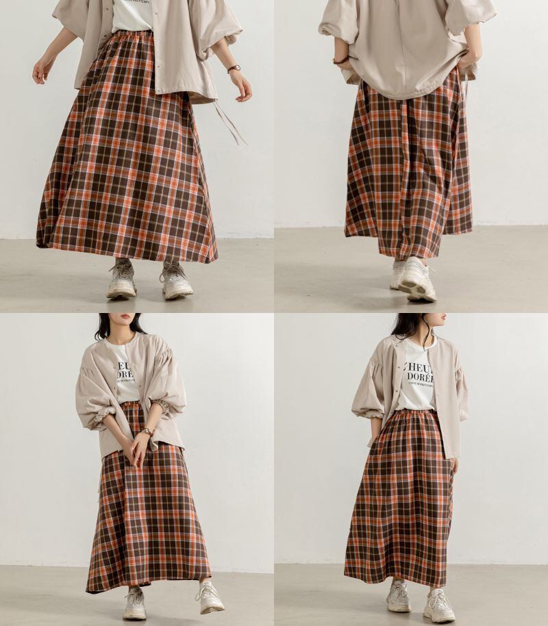 メール便】チェック柄フレアスカート／pants463 | DAY CLOSET