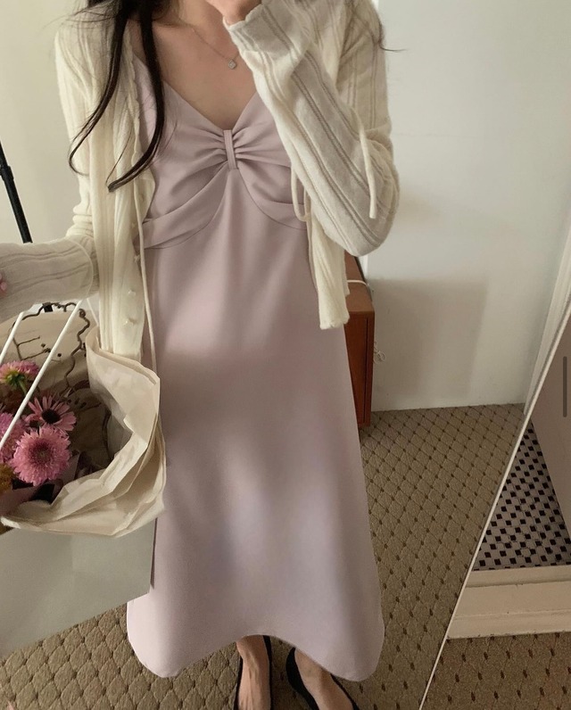 (即納)P.Y.T / ribbon long onepiece / 2color