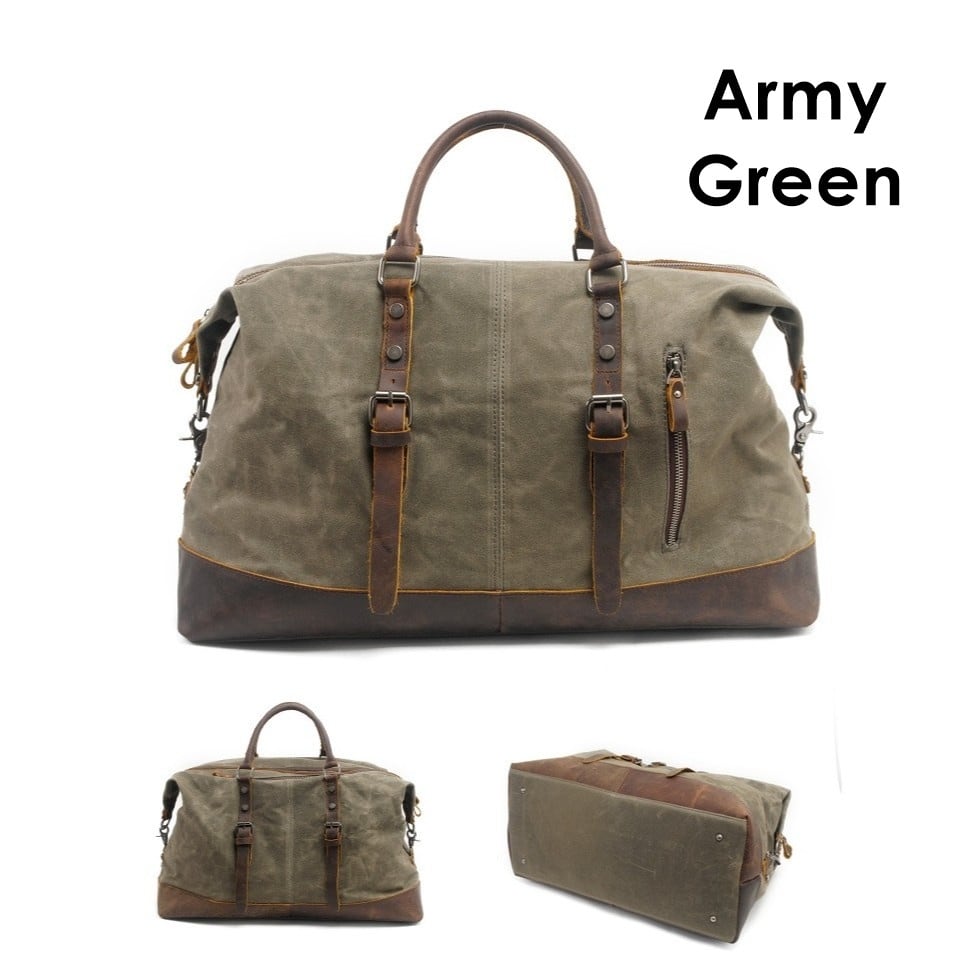 Retro Canvas Leather Travel Boston Bag / レトロ キャンバス レザー