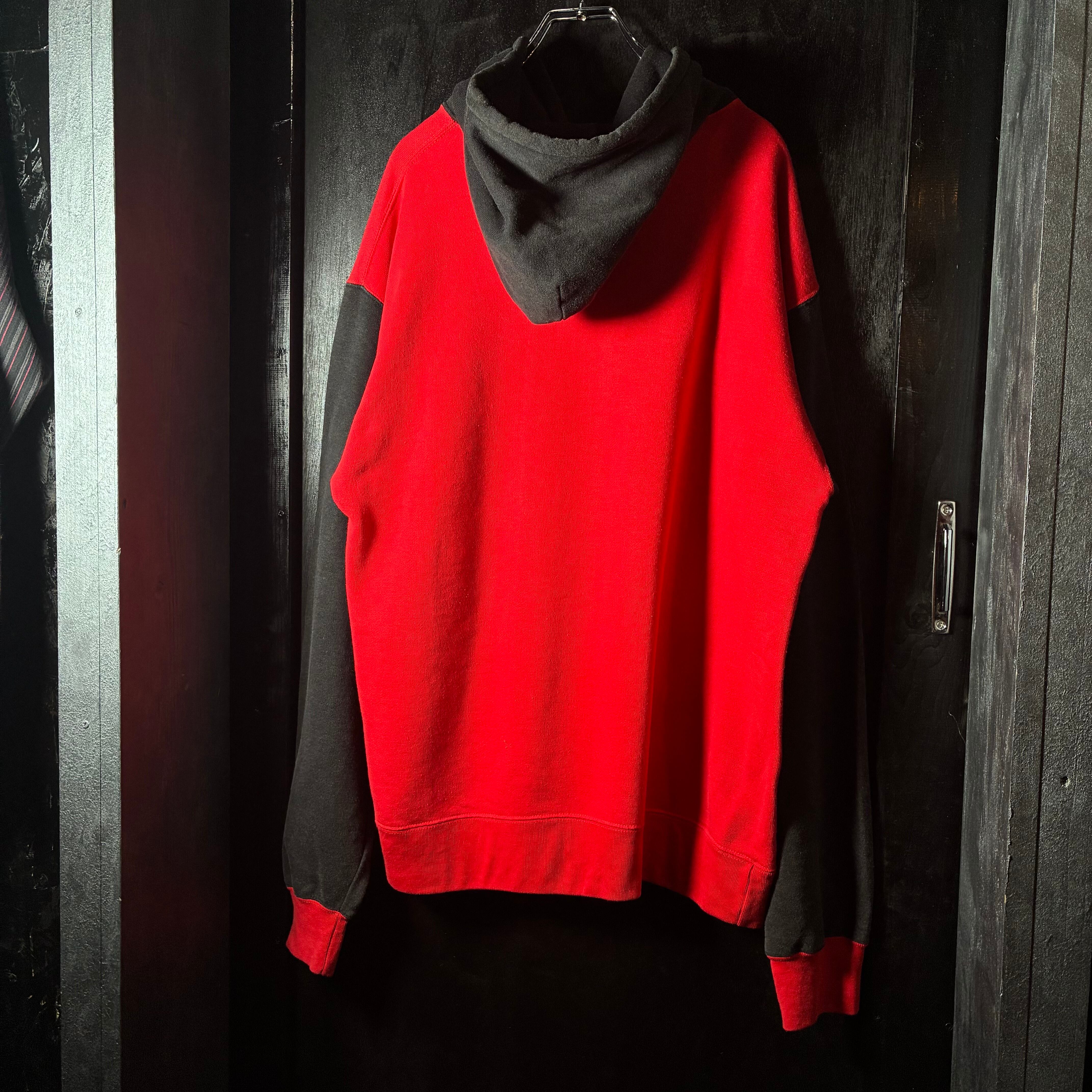 90s USA製】POLO RALPH LAUREN プルオーバーパーカー 赤黒切替