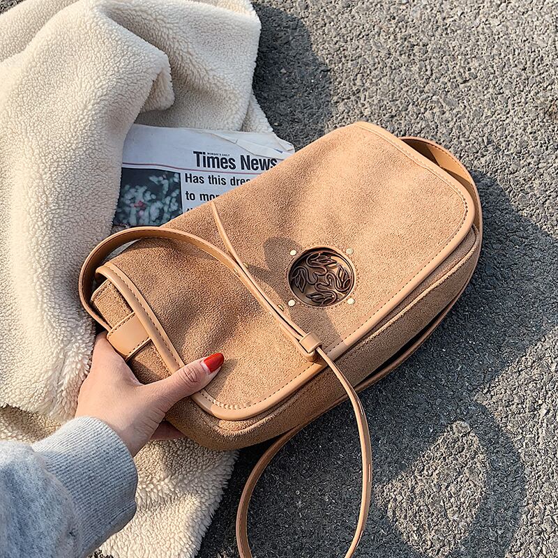 オータムウィンタースウェード 秋物 冬物 スクウェア メッセンジャーバッグ 手作りハンドバック74458267322