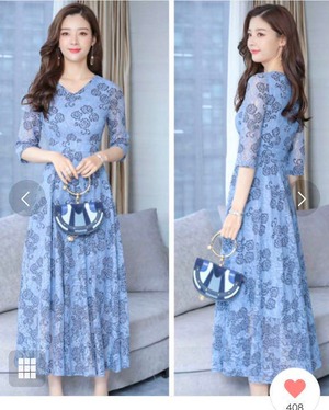 ★送料無料★13号（XL)☆総レ－スフォーマルミモレ丈ワンピ－ス(OPN3794)