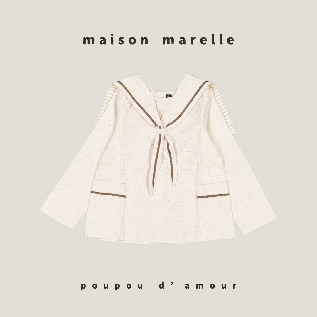 6Y〜12Y 送料無料【予約】maison marelle| Blouse VANEAU - beige linen/(11月上旬以降入荷予定)