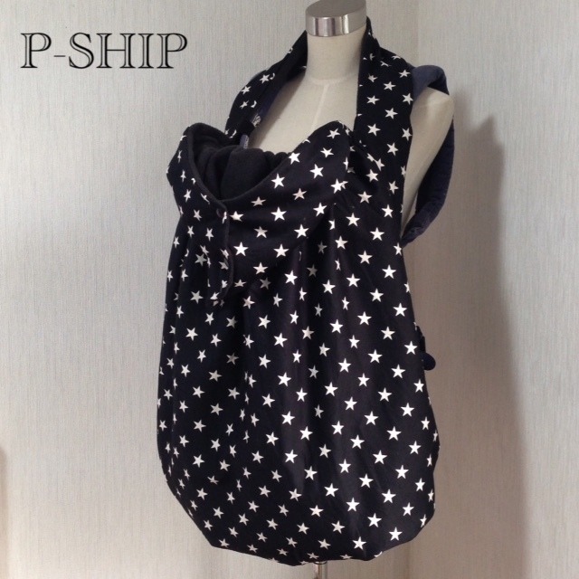 かぶるだけ簡単　防寒ケープ 　 抱っこ紐・ベビーカー・ブランケットにも　星柄