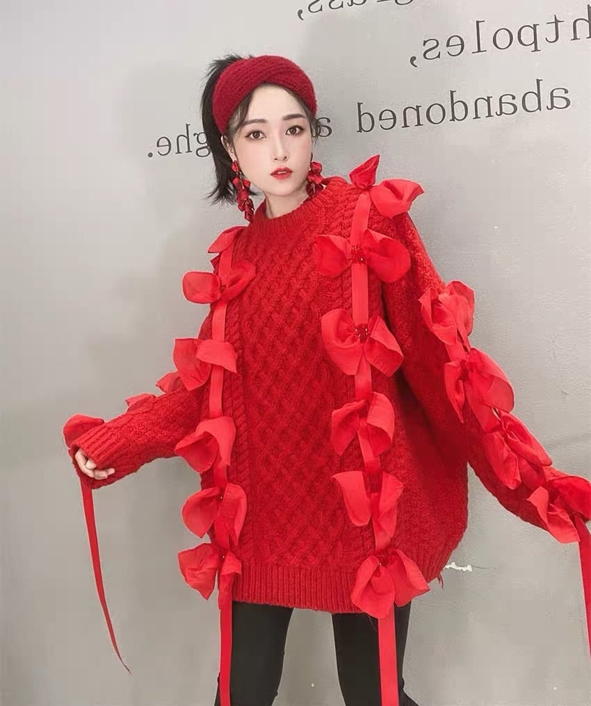3カラー】リボン セーター ニット 赤 黒 白 | LOVEYsmileSHOP 3カラー】リボン セーター ニット 赤 黒 白 | LOVEYsmileSHOP