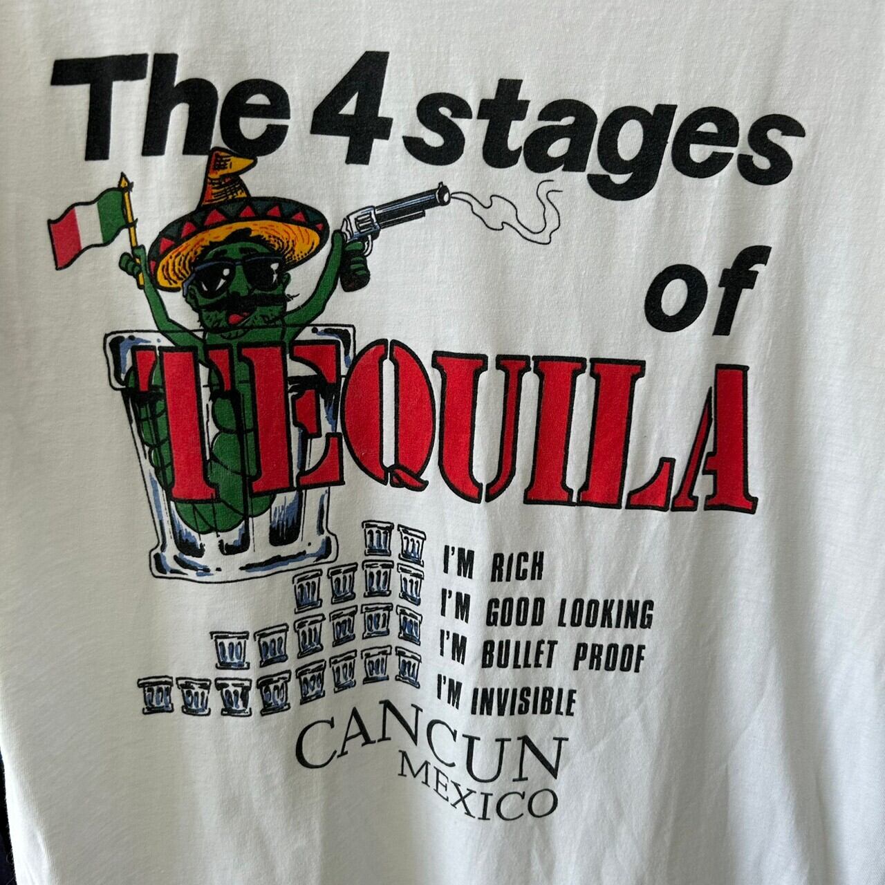 企業系 The 4 stages of TEQUILA テキーラ キャラクター メキシコ デザイン プリント 半袖Tシャツ L 古着 古着屋 埼玉  ストリート オンライン 通販 アメカジ ヴィンテージ