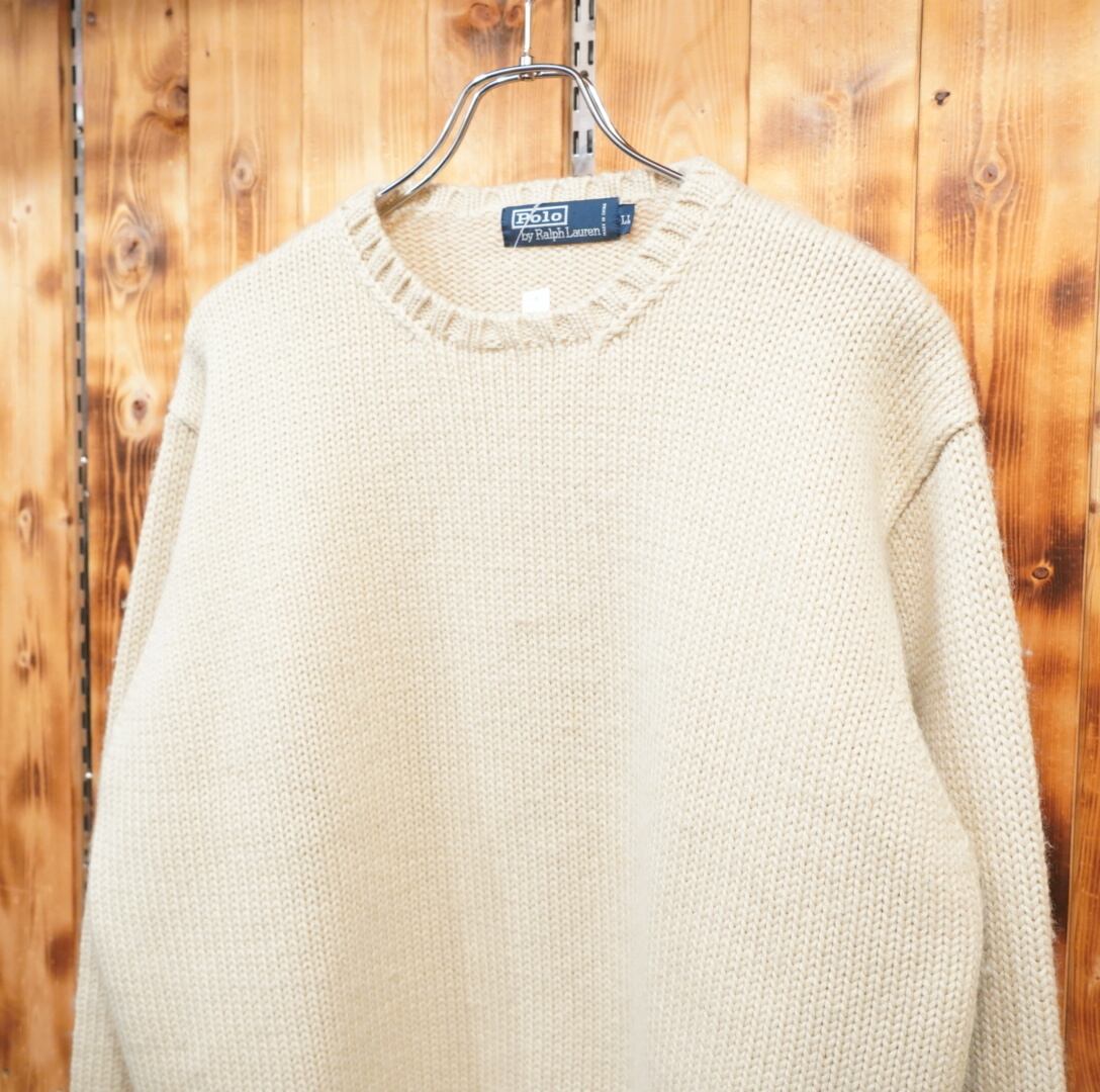 90s ralphlauren ポニー無し 厚手ウール100% クルーネックニット 90s ralphlauren ポニー無し 厚手ウール100% クルーネックニット